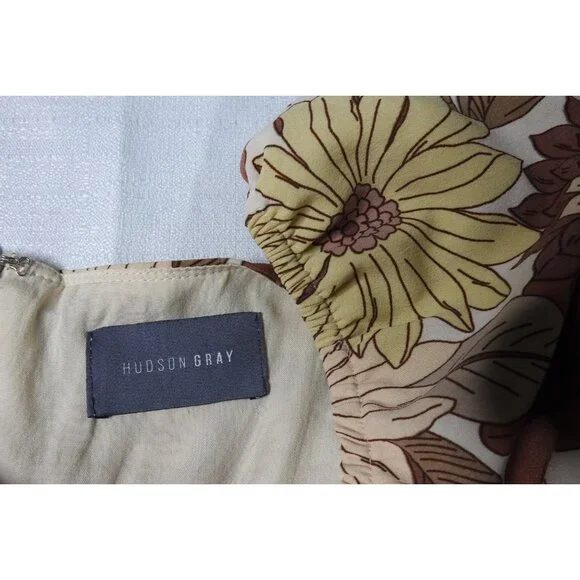 Hudson Gray Boho Floral Puff Sleeve Mini Dress Women’s Size M - Picture 6 of 11